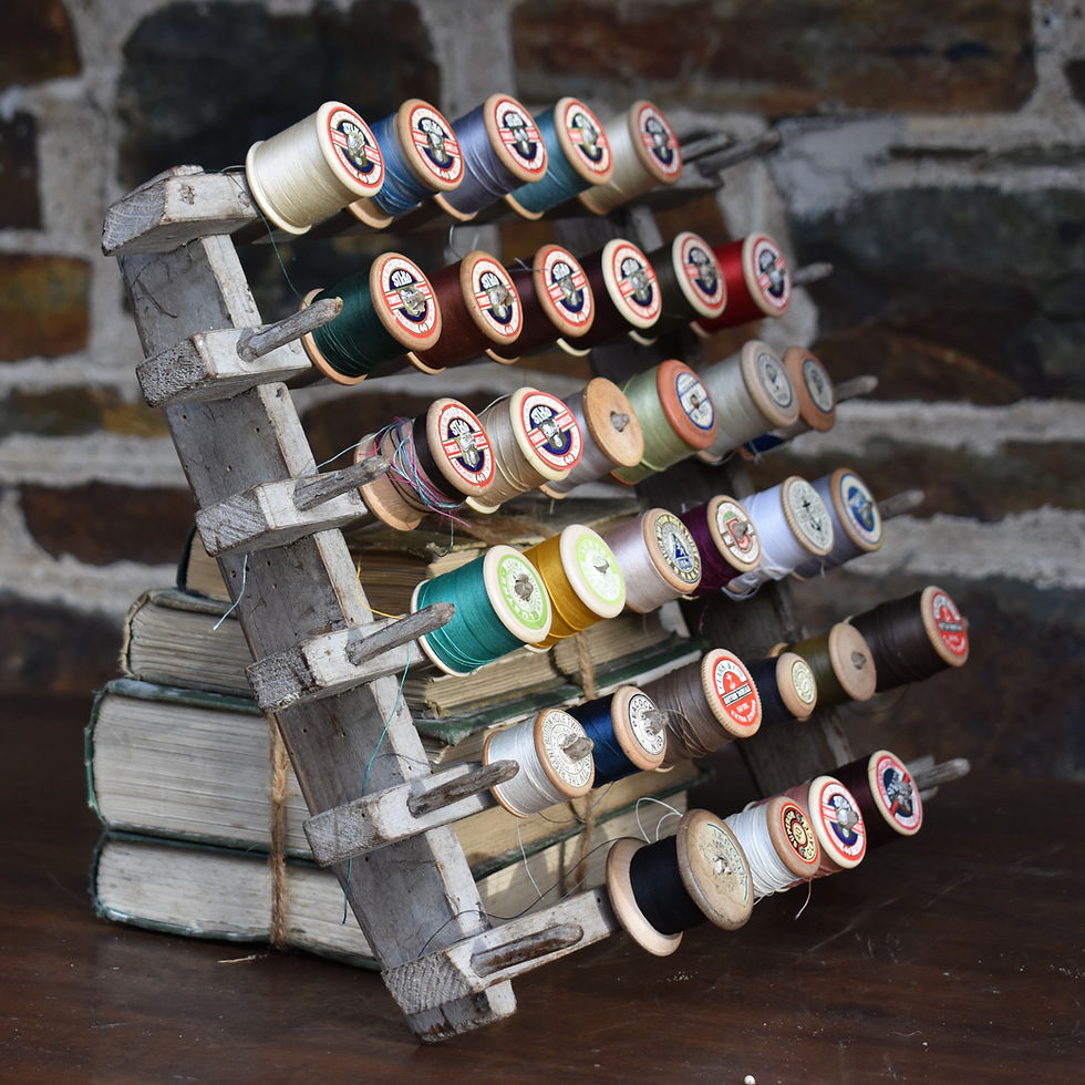 Thumbnail: Vintage Haberdashery Rustic Pine Sylko Clark & Co Cotton Reel Rack Holder