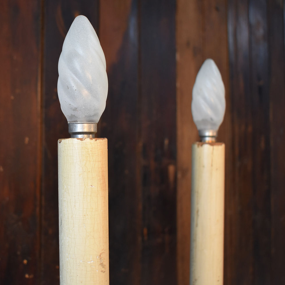Thumbnail: Antique Salvage Gothic Style Church Chapel Altar Rail Cast Iron Table Light Pair