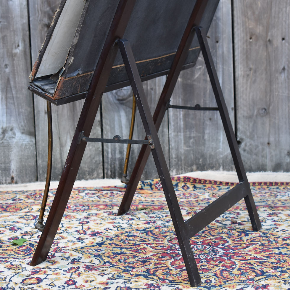 Thumbnail: Antique Victorian Mahogany And Leather Art Portfolio Stand Gallery Rack