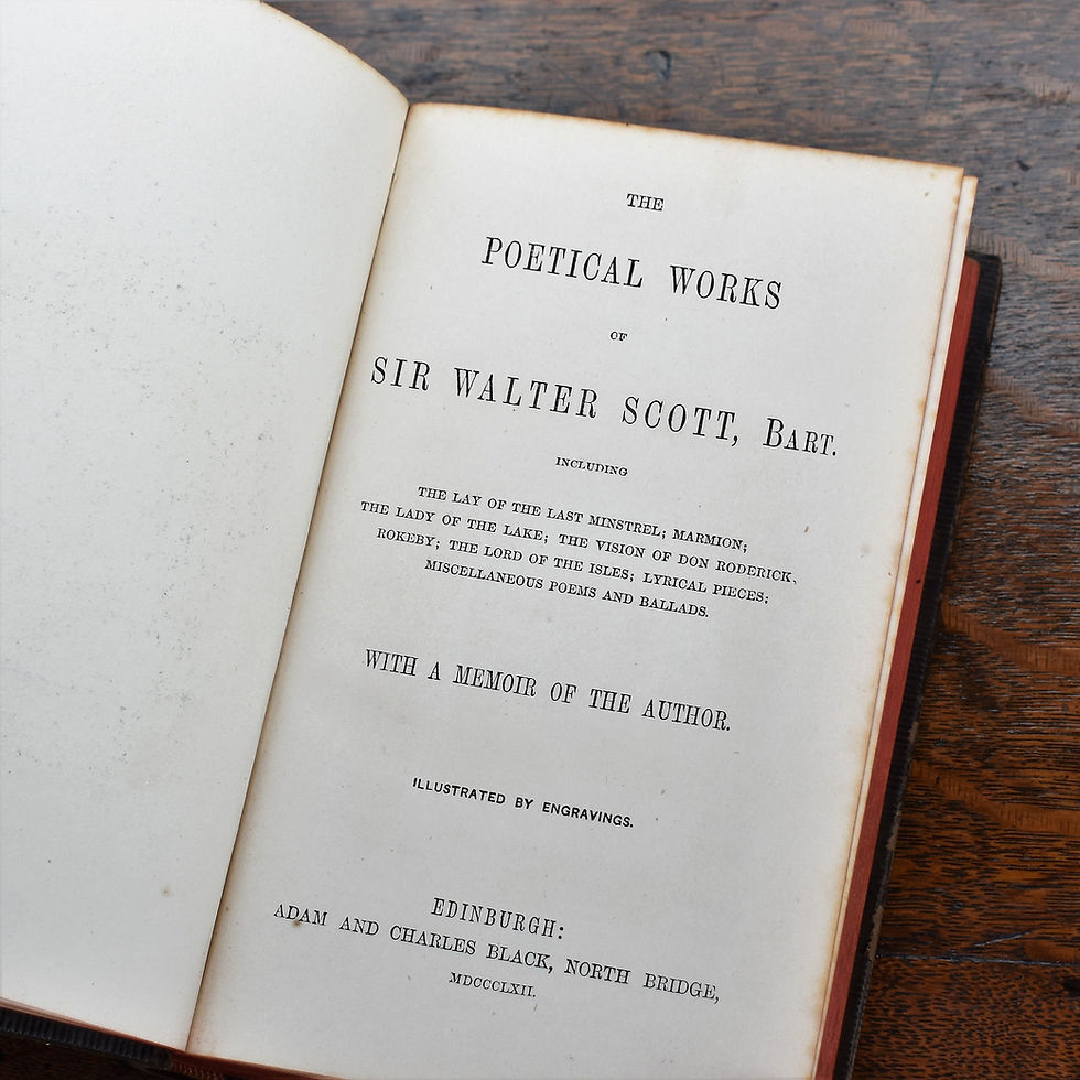 Thumbnail: Antique 1862 Scott's Potical Works Leather Embossed Illstrated Engravings Book