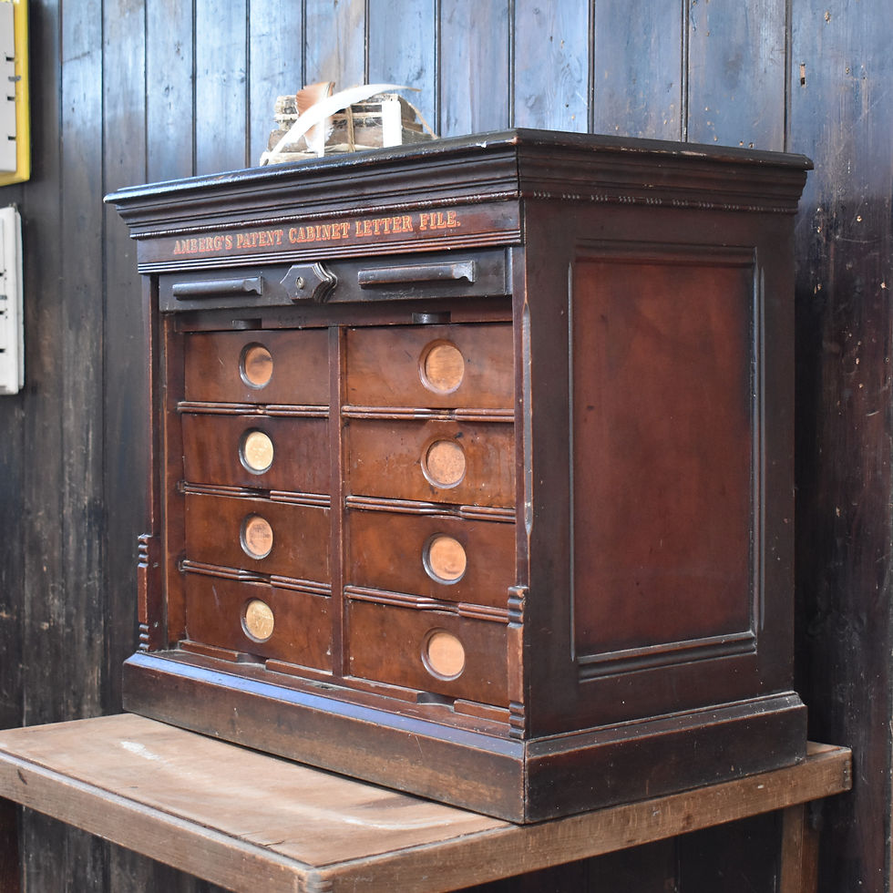Thumbnail: Antique Victorian Mahogany Amberg Letter Paper Filing Cabinet Bank of Drawers