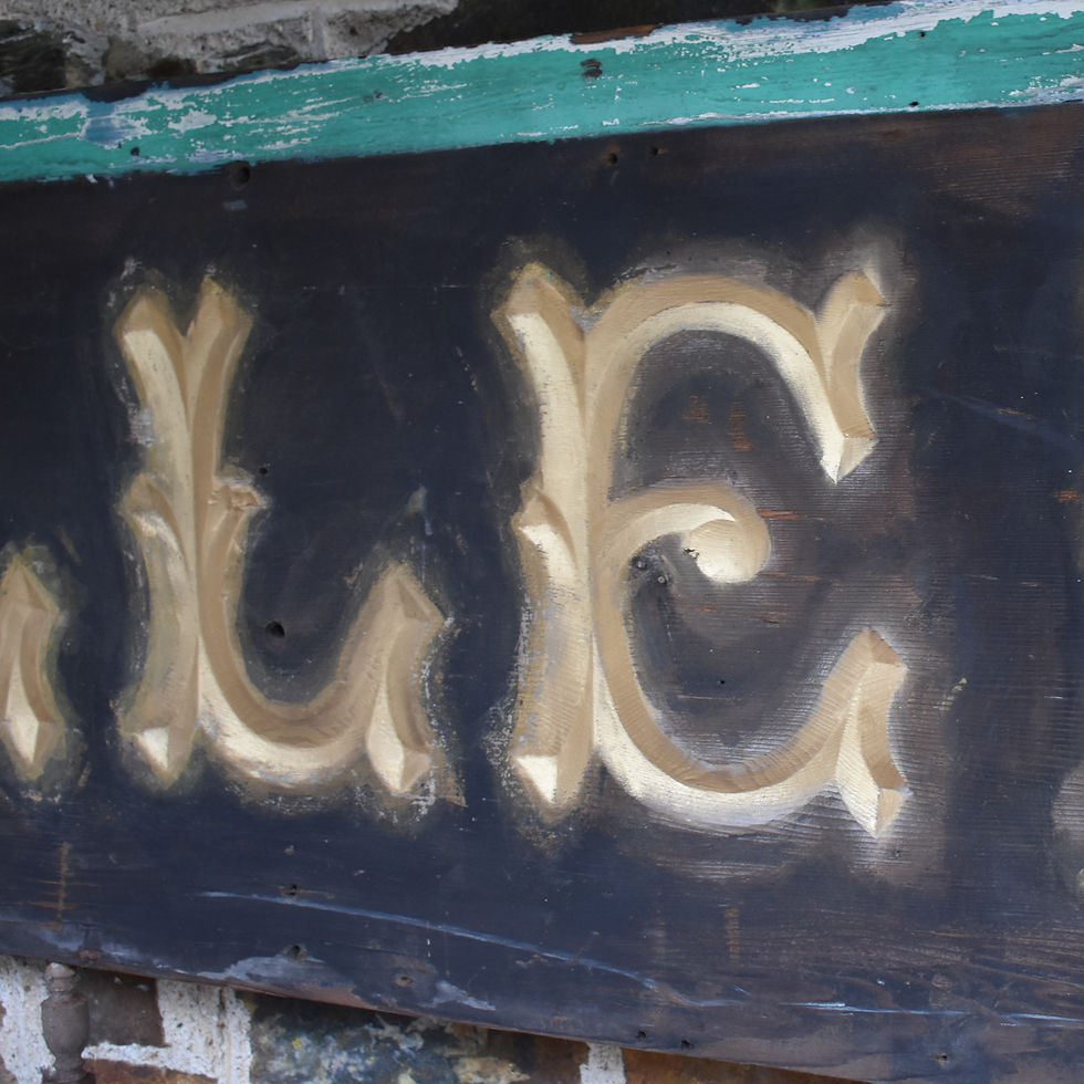 Thumbnail: Antique Original Salvaged ALLEN Hand Carved Gilt Painted Wooden Shop Front Sign