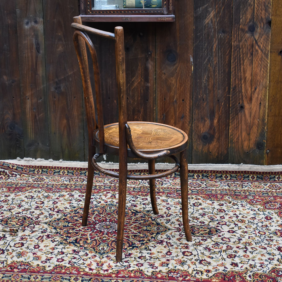 Thumbnail: Antique 1920s Thonet Style Beech Bentwood Art Nouveau Embossed Bistro Cafe Chair