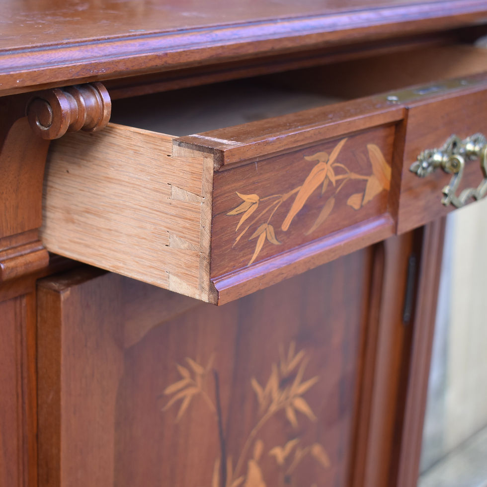 Thumbnail: Antique 1930s Rare Oscar Nilsson Snickara Stockholm Bird Inlaid Rosewood Cabinet