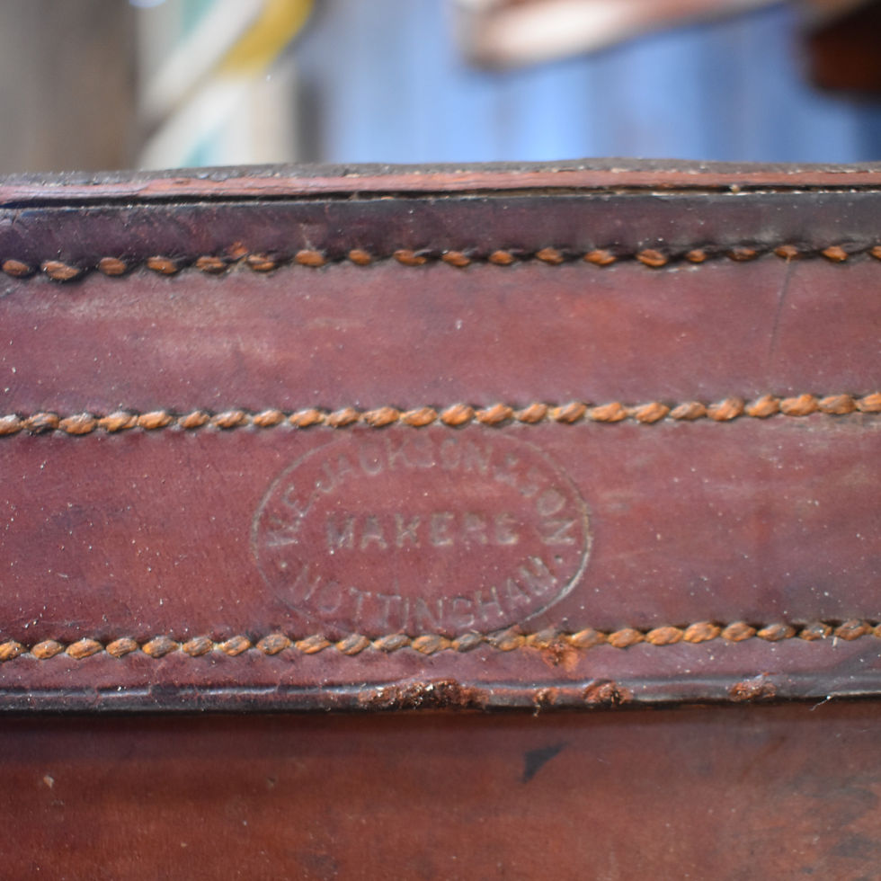 Thumbnail: Antique W.E. Jackson Suitcase Brown Leather 'The Bag Store' Nottingham With Keys