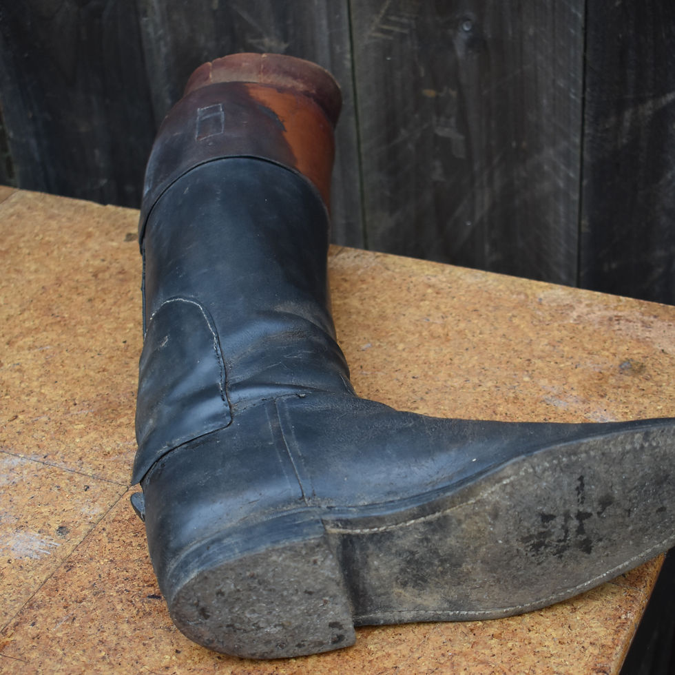 Thumbnail: Antique Henry Maxwell Of London Beechwood Boot Trees Lasts Leather Riding Boots
