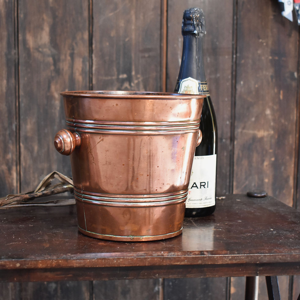 Thumbnail: Antique Vintage French Copper Ice Bucket Wine Champagne Bottle Cooler Bin