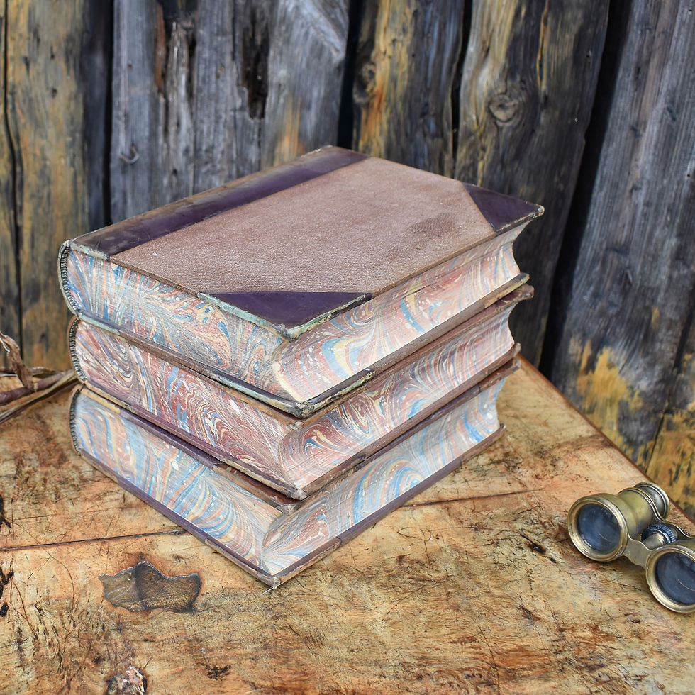 Thumbnail: Antique 1866 Biography Charles Knight Leather Gilt Decorative Bound Book Trio