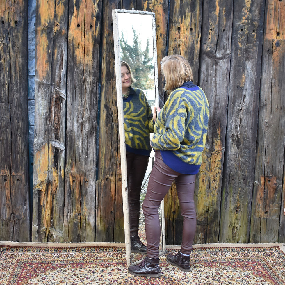 Thumbnail: Antique Original Tailors Outfitters Shop Full Length Tall Bullnose Frame Mirror