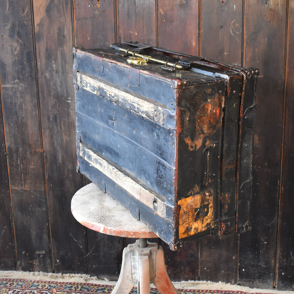 Thumbnail: Antique Jones Brothers And Co Toleware Military Army Uniform Travel Trunk