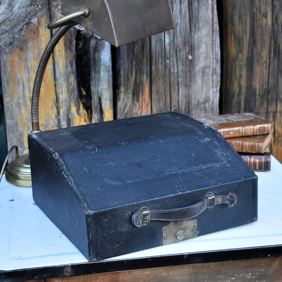 Thumbnail: Antique 1927 Underwood Four Bank Black Keys Portable B Model Typewriter