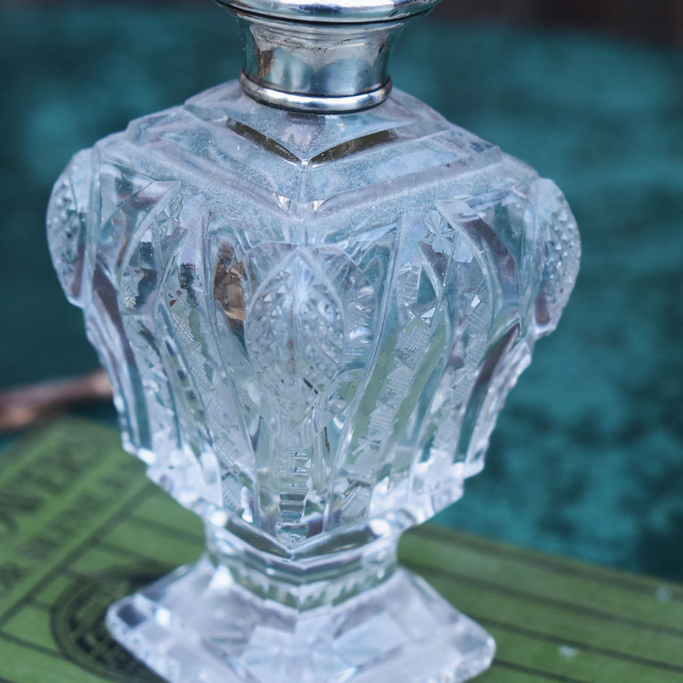 Thumbnail: Antique TW Sterling Silver Perfume Atomiser Cut Glass Dressing Table Bottle