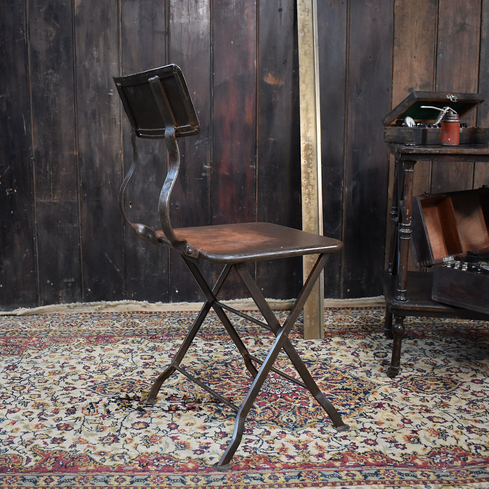 Thumbnail: Antique Handmade Industial Machinist Workshop Iron Folding Bistro Garden Chair