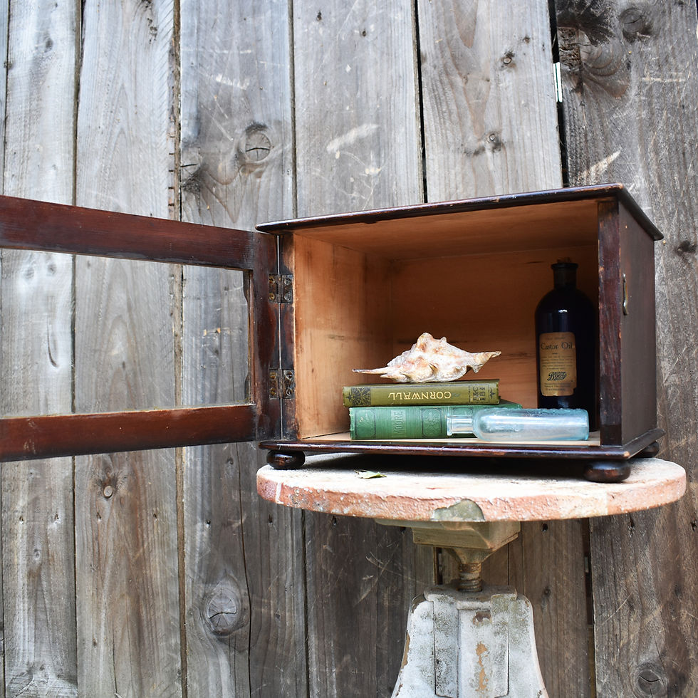 Thumbnail: Antique Stained Pine Table Top Statue Keepsake Heirloom Shop Display Cabinet