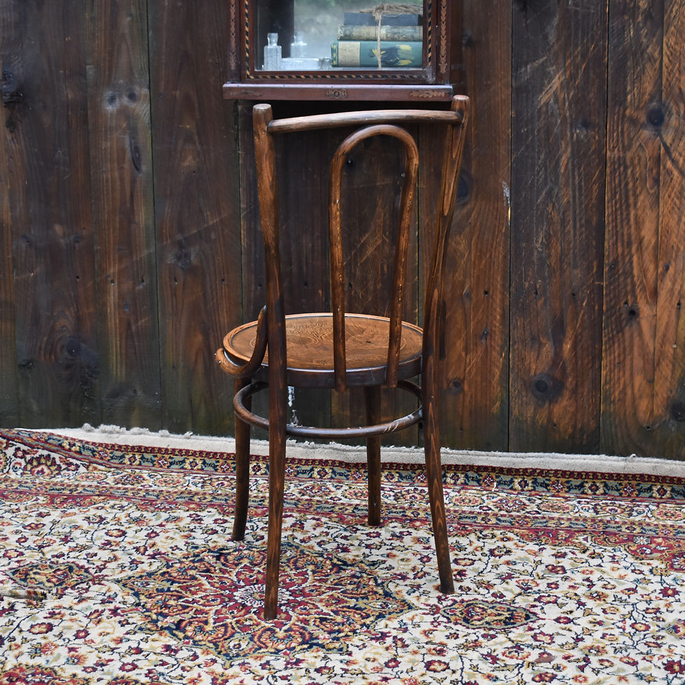 Thumbnail: Antique 1920s Thonet Style Beech Bentwood Art Nouveau Embossed Bistro Cafe Chair