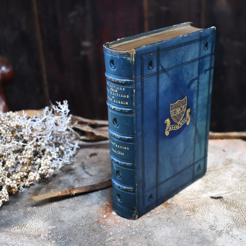 Thumbnail: 1904 Magus Grammer School Prize Gift John Ruskin Book Tooled Gilt Blue Leather