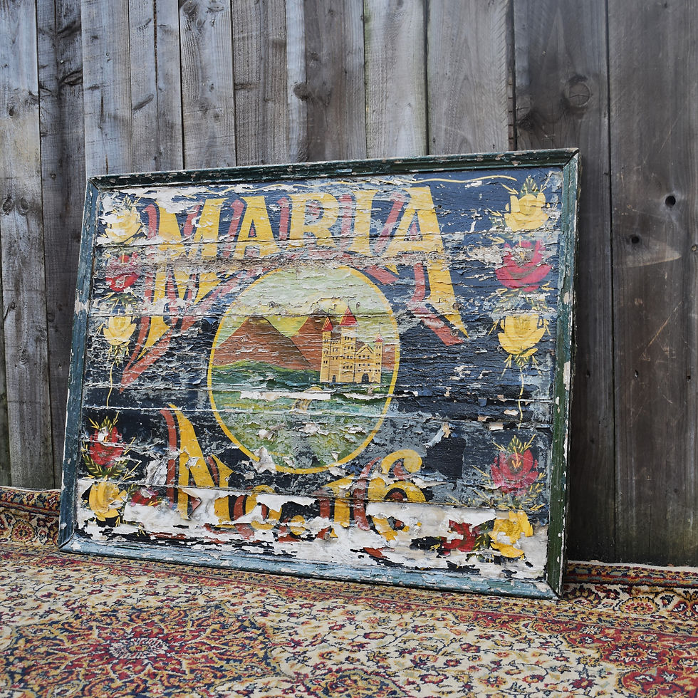 Thumbnail: Antique Salvaged Maria No16 Barge Narrow Boat Gypsy Hand Painted Sign Writing