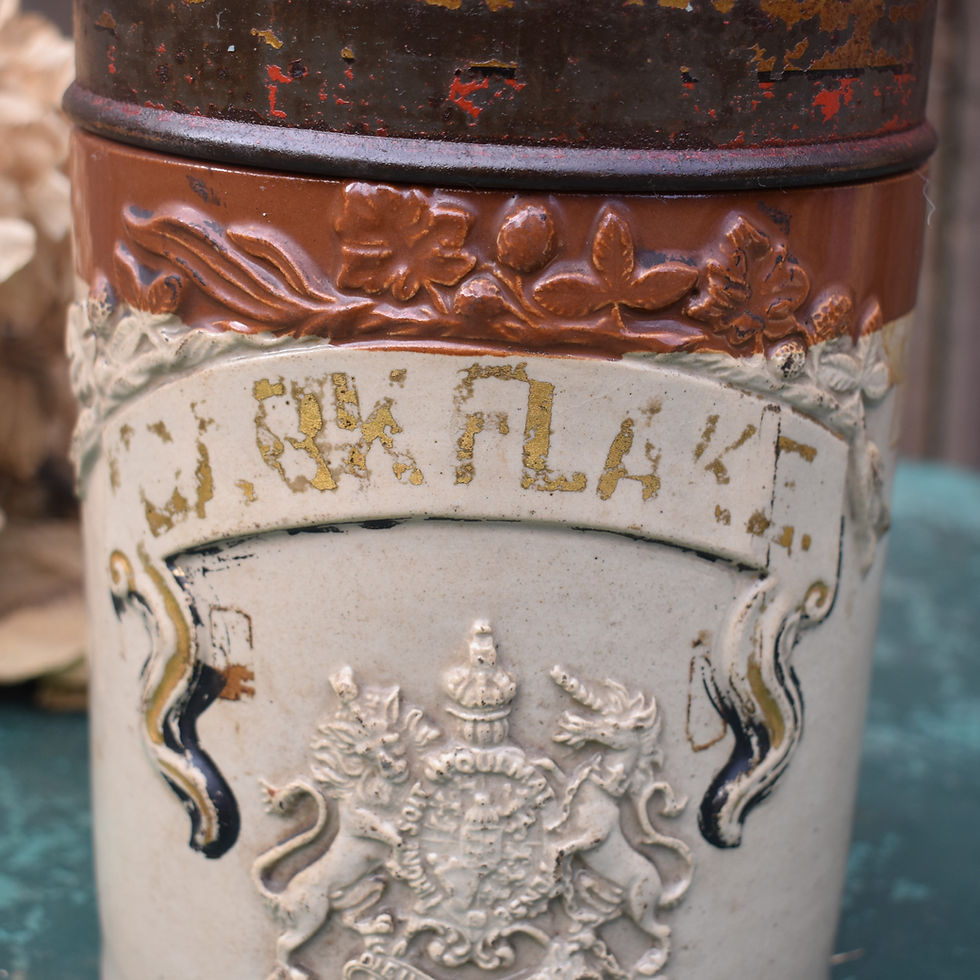 Thumbnail: Antique Stoneware Salt Glaze Toleware Shop Advertising Apothecary Tobacco Jar