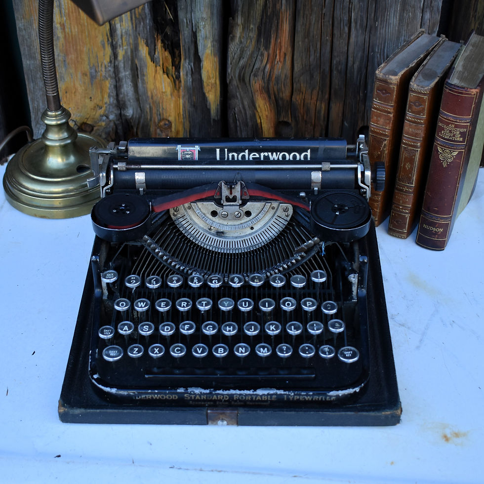 Thumbnail: Antique 1927 Underwood Four Bank Black Keys Portable B Model Typewriter