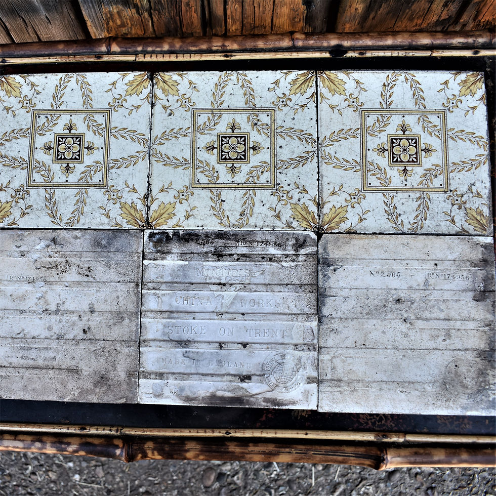 Thumbnail: Antique 1900 Minton Tint and Print Stoke on Trent Tiles Set of Six