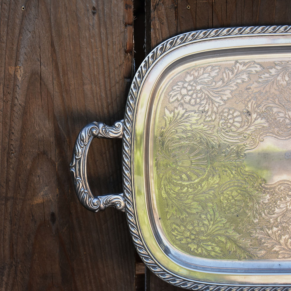 Thumbnail: Antique Vintage Oneida America Silver Plate Birmingham Large Butler Serving Tray