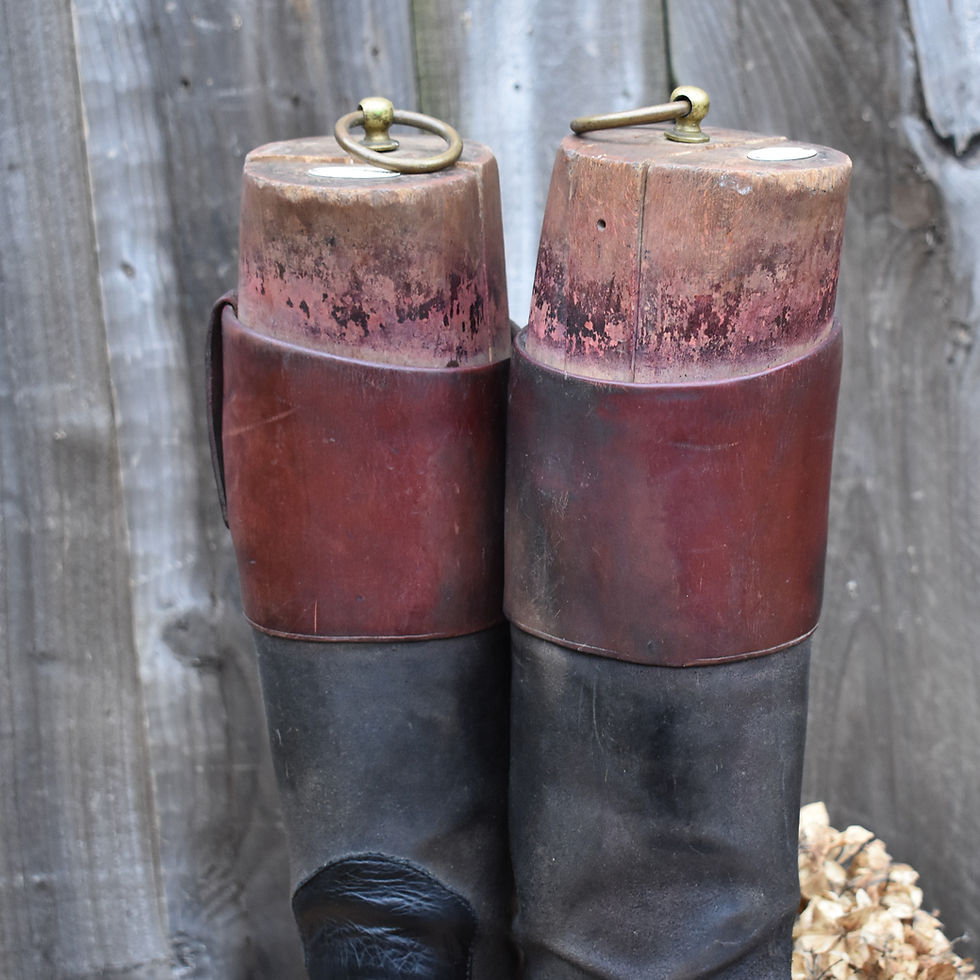 Thumbnail: Antique Ducker & Son of Oxford Beechwood Boot Trees Lasts Leather Riding Boots
