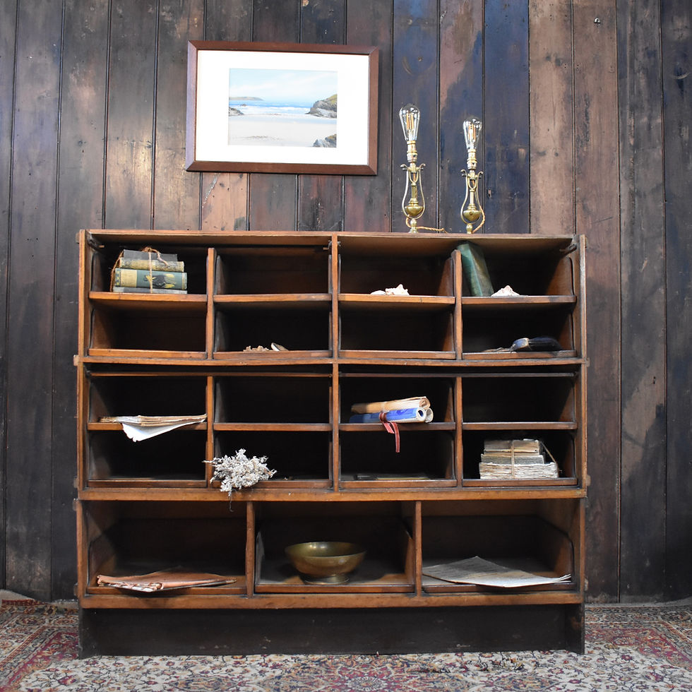 Thumbnail: Antique Frederick Sage & Co Haberdashery Outfitters Shop Storage Bank of Drawers