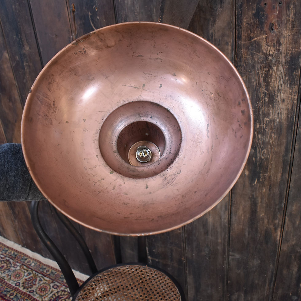 Thumbnail: Vintage Industrial Salvaged Aged Copper Shade Rewired Pendant Dowlight