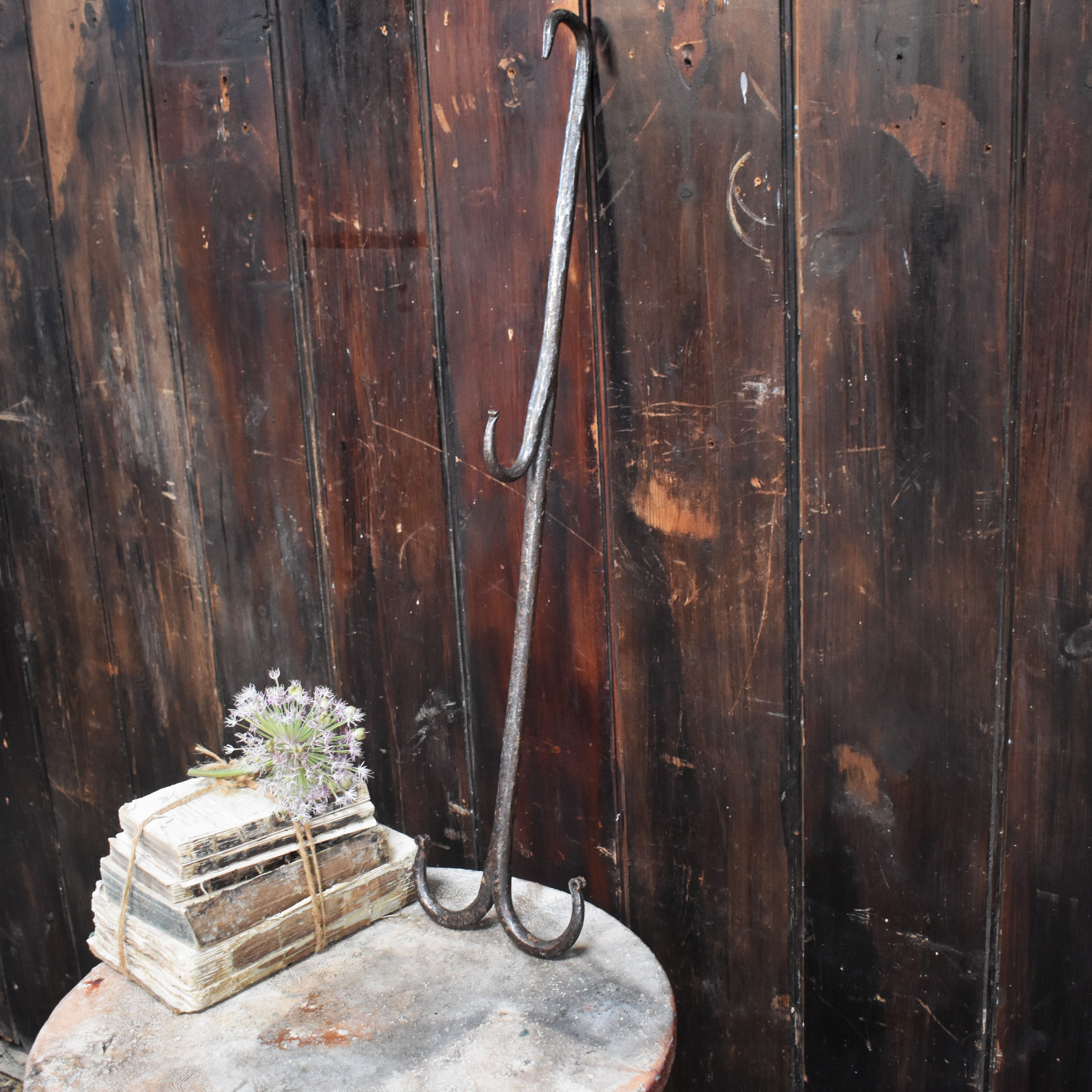 Antique Victorian Blacksmith Forge Wrought Iron Heavy Grappling Meat Hook