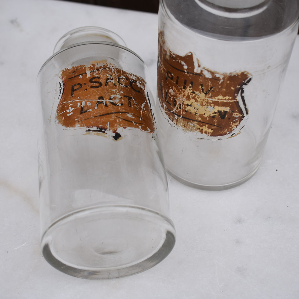 Thumbnail: Antique Victorian Apothecary Chemist Hand Painted Gilt Label Bottles Pair