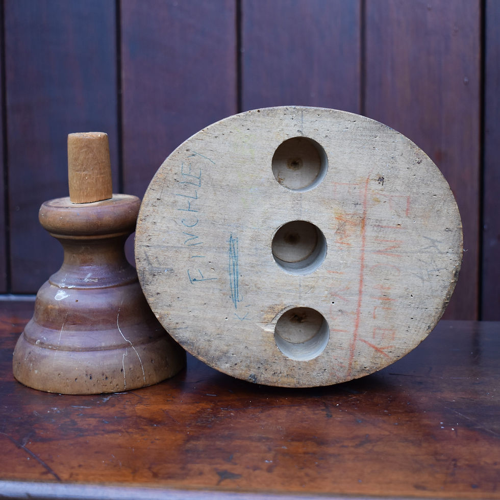 Thumbnail: Antique Milliners Beech Hat Mould Block Haberdashery Hand Turned Stand 22 1/5