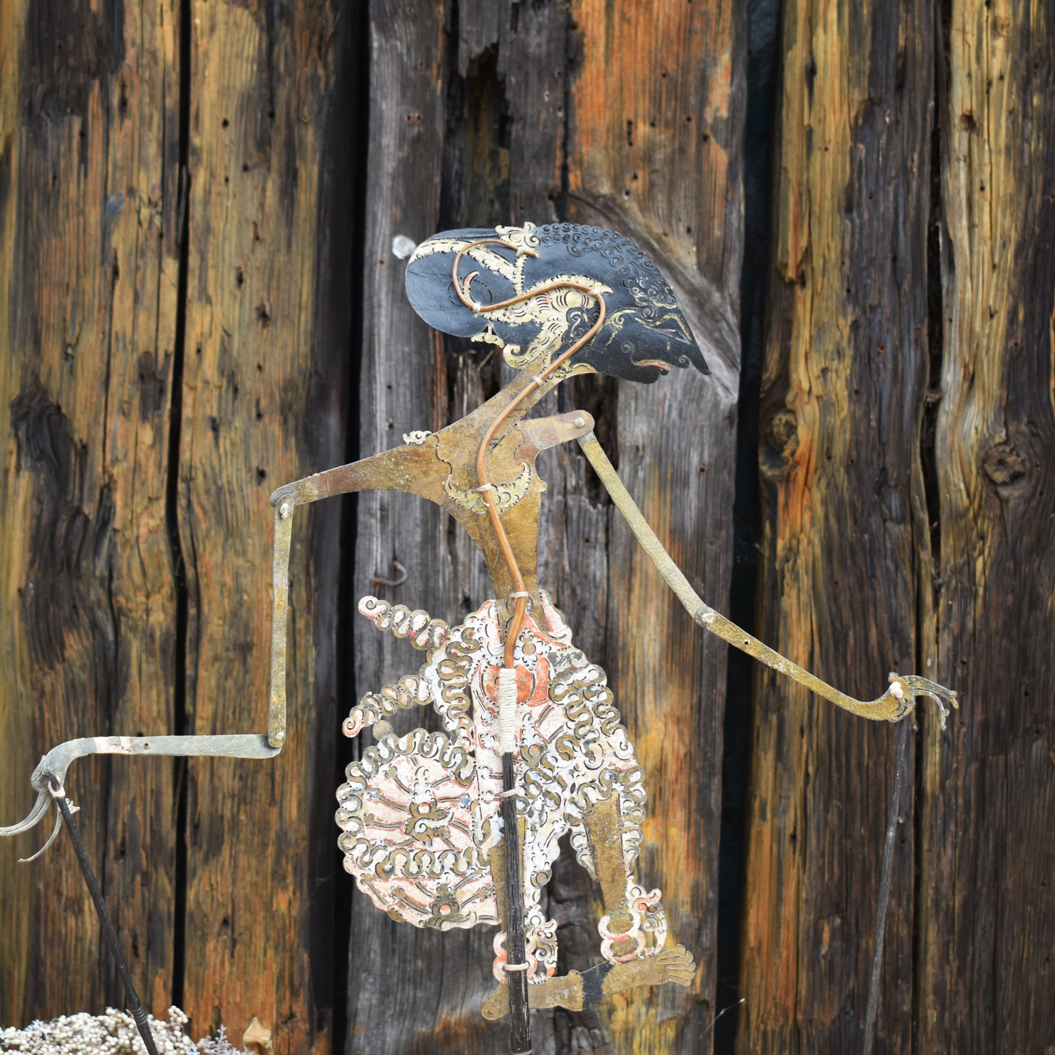 Antique Early 1900's Wayang Kulit Sita Indonesian Leather Shadow Puppet Stand