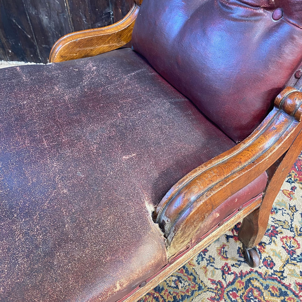 Thumbnail: Antique Victorian Faux Leather Horseshair Fireside Reading C & C Castors Chair