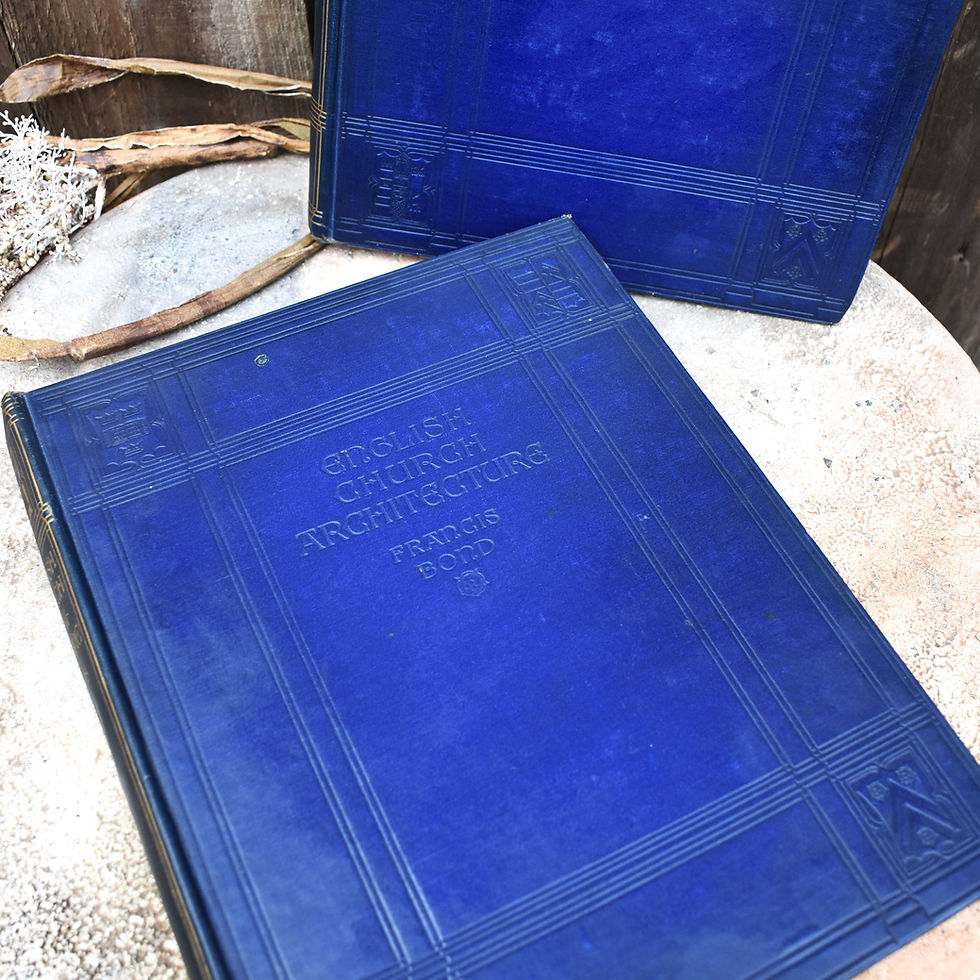 Thumbnail: Antique 1913 English Church Architecture By Francis Bond Blue Cloth Books Pair