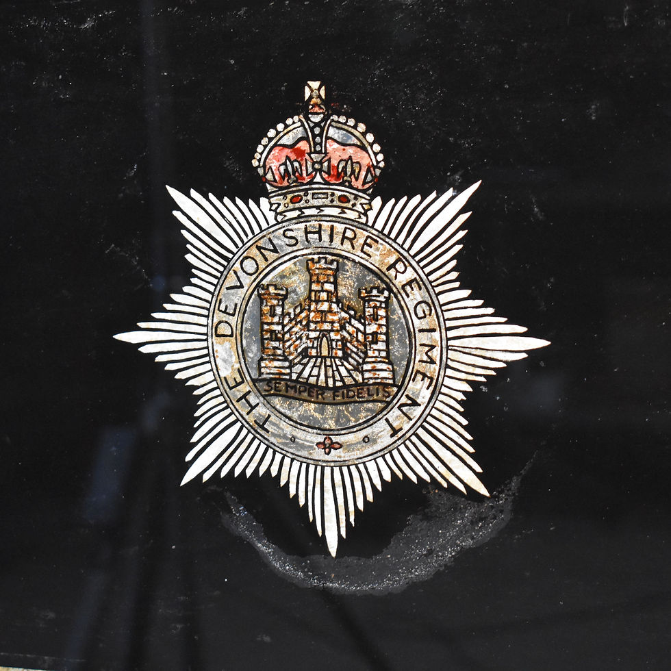 Thumbnail: Antique Devonshire Regiment Cap Badge Insignia Hand Painted On Glass Picture
