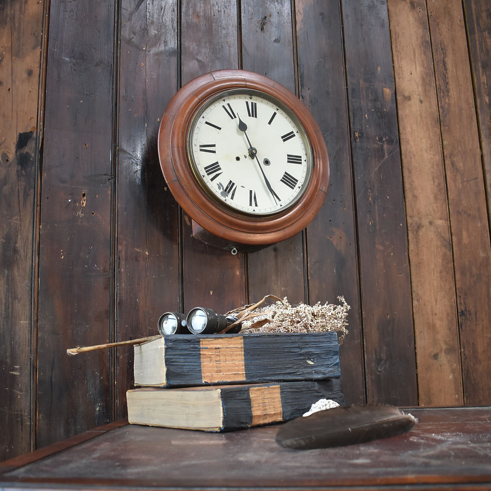 Thumbnail: Antique Mahogany Wall Clock School Railway Station Quartz Battery Mechanism