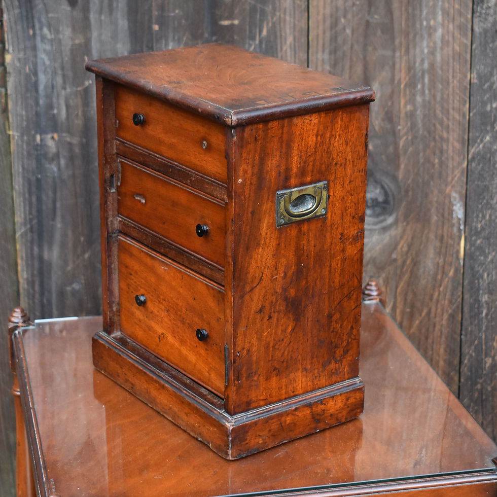 Thumbnail: Antique Mahogany Campaign Miniature Apprentice Specimen Bank of Drawers