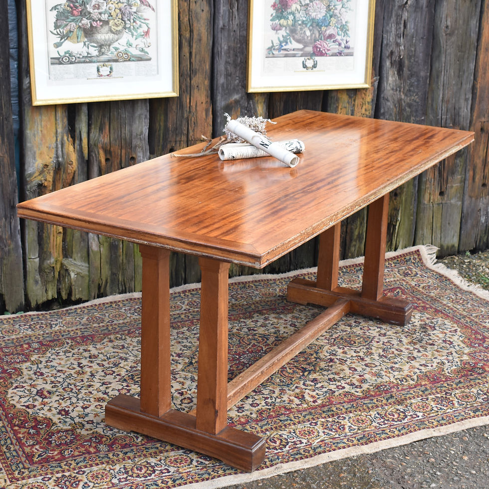 Thumbnail: Vintage 1959 Barnett Serota Mahogany Large Library Refectory Dining Table
