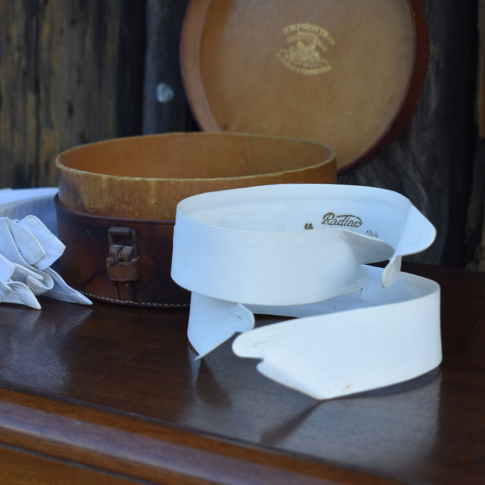 Thumbnail: Antique R W Forsyth Gentlemen's Outfitters Detachable Shirt Collars Leather Case