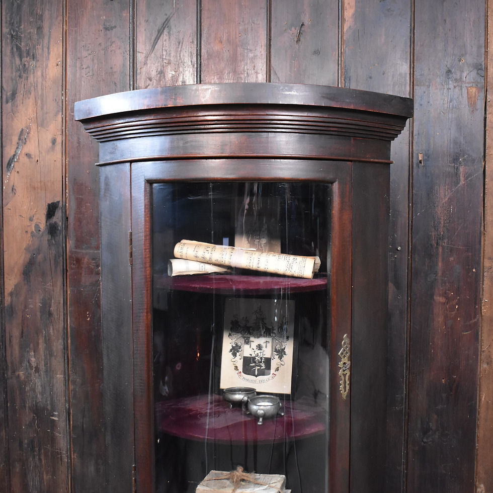 Thumbnail: Antique Victorian Mahogany Curved Glass Corner Display Bathroom Kitchen Cabinet