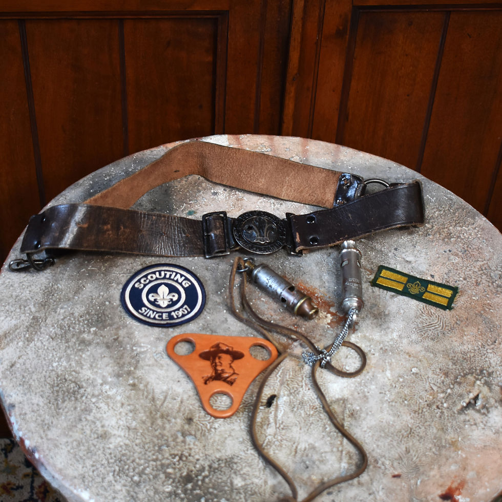 Thumbnail: Antique Vintage 1950s Boy Scout ACME Whistle Leather Belt Buckle Badge  &amp
