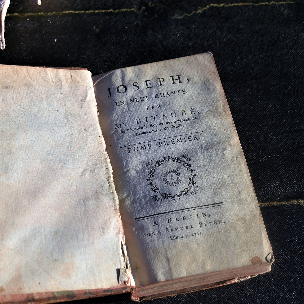 Thumbnail: Antique Rare 1767 Joseph en Neuf Chants Paul Jérémie Bitaubé Leather Bound Book