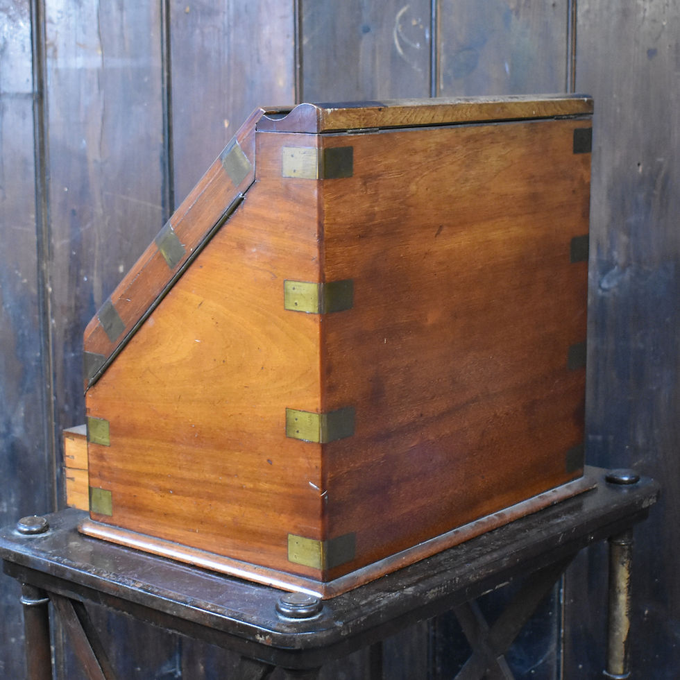 Thumbnail: Antique 1881 James Shoolbred Walnut Campaign Stationery Tottenham House Cabinet