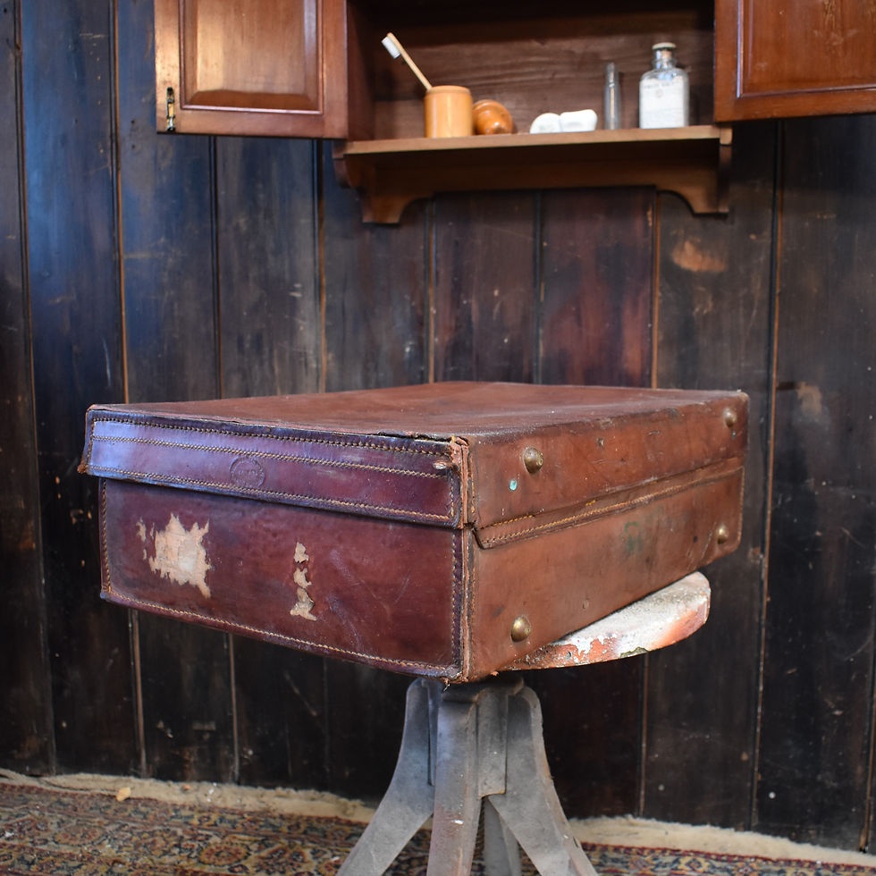 Thumbnail: Antique W.E. Jackson Suitcase Brown Leather 'The Bag Store' Nottingham With Keys