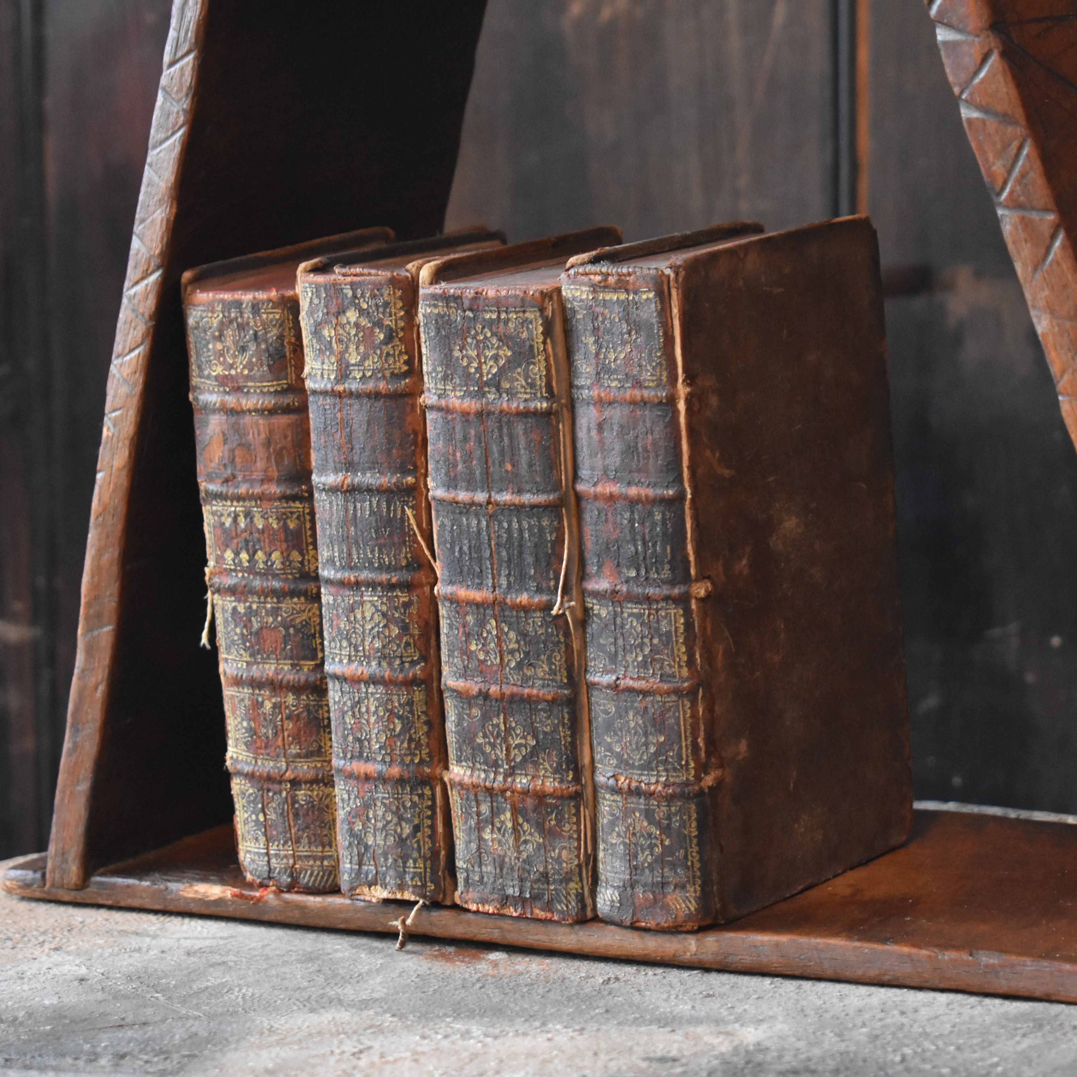 Antique 1739-44  History Rome Book by M. Rollin Ex Lib. Charles Smith Set of 4