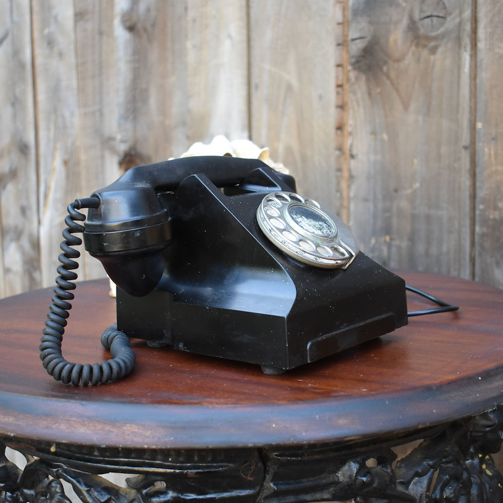 Thumbnail: Antique 1940s 332 Black Bakelite Chrome Rotary Iconic Telephone Untested