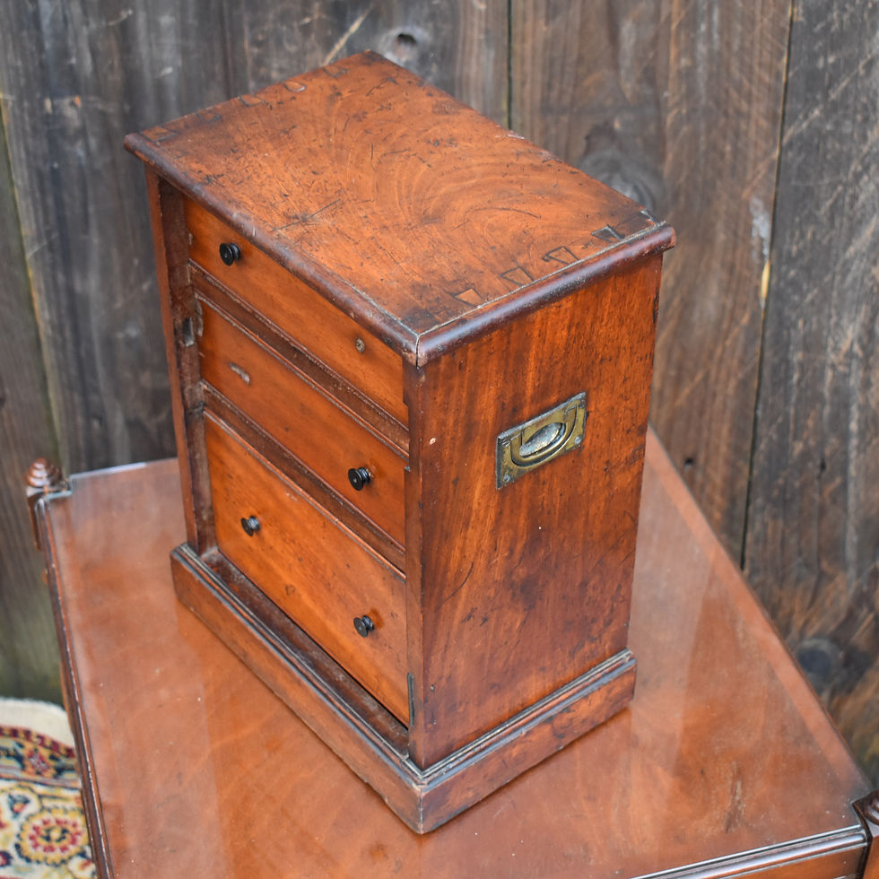 Thumbnail: Antique Mahogany Campaign Miniature Apprentice Specimen Bank of Drawers
