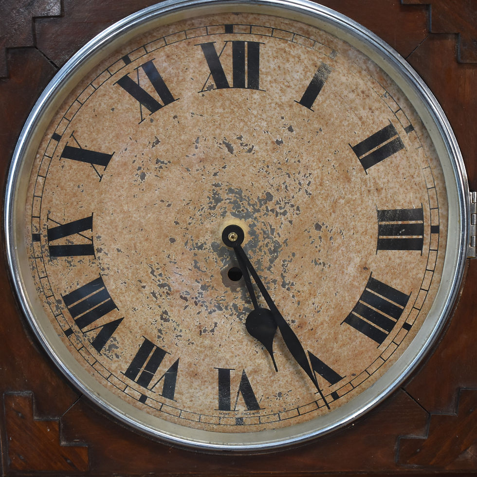 Thumbnail: Antique Art Deco Style Clock English Oak School Railway Quartz Battery Mechanism