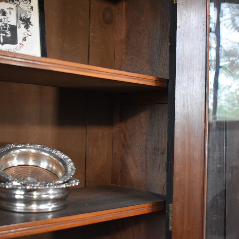 Thumbnail: Antique Victorian Walnut Gallery Top Glazed Bookcase Display Cabinet Dresser