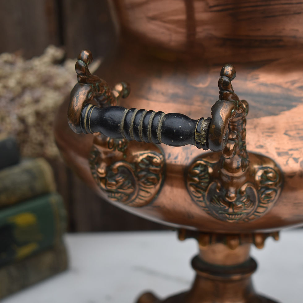 Thumbnail: Antique Victorian Acanthus Leaf Copper Brass Samovar Urn Tea Kettle